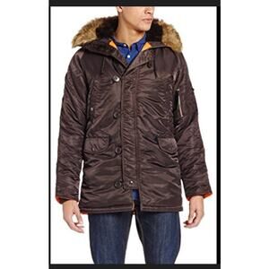 Alpha Industries N-3B Parka Men’s Medium Brown Extreme Cold Weather Jacket